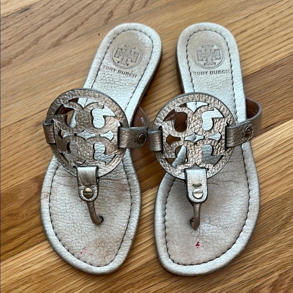 Tory Burch Bronze Slide Sandals